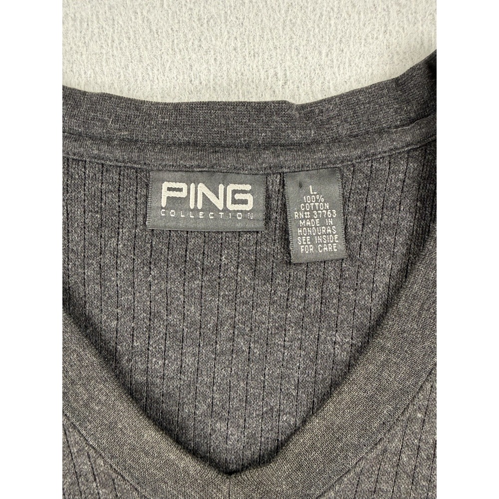 Ping Mens Sleeveless V Neck Golf Sweater Classic Gray Cotton LARGE - Picture 2 of 6